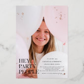 Invitation En Aluminium Photo fantaisie | Grad | Rose Gold Real Foil (Recto)