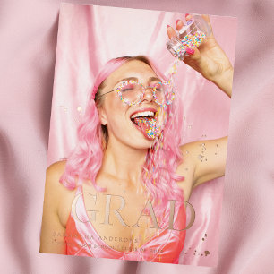 Invitation En Aluminium Photo fantaisie   Grad   Rose Gold Real Foil