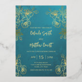 Invitation En Aluminium Photo Floral Line Art Gold Mariage (Verso)