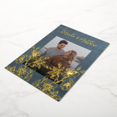 Invitation En Aluminium Photo Floral Line Art Gold Mariage (Rotation)