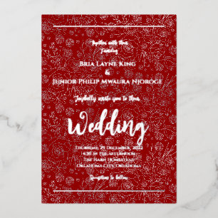 Invitation En Aluminium Photo Florale Élégante en Feuille d'Argent