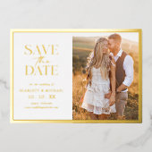 Invitation En Aluminium Photo Gold Foil Enregistrer la date (Recto)