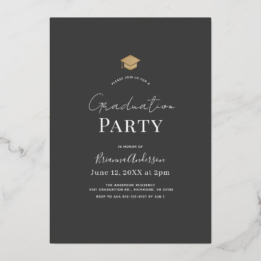 Invitation En Aluminium Photo Grad manuscrite Script Graduation huile (Verso)