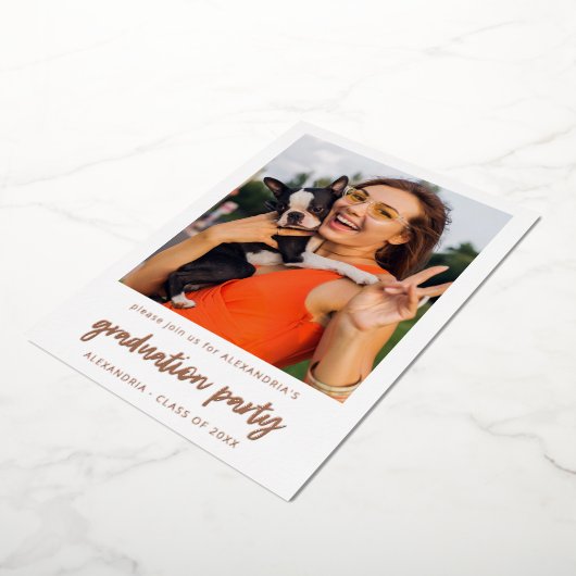 Invitation En Aluminium Photo instantanée Vertical White 2 Graduation Part (Rotation)