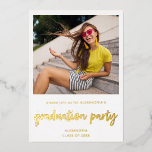 Invitation En Aluminium Photo instantanée White 2 Graduation Party