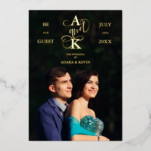 Invitation En Aluminium Photo Luxury Real Golden Fancy Calligraphy (Recto)