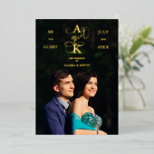 Invitation En Aluminium Photo Luxury Real Golden Fancy Calligraphy (Debout devant)