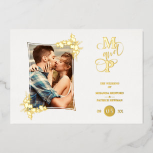 Invitation En Aluminium Photo Luxury Real Golden Modern Botanique Cadre