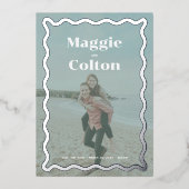 Invitation En Aluminium Photo Mariage Daisy Enregistrer la date (Recto)