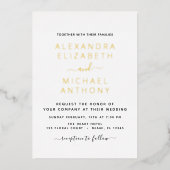 Invitation En Aluminium Photo Mariage Élégant Romantique Foil Invita (Recto)