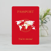 Invitation En Aluminium Photo Mariage unique Gold & Red Passport (Debout devant)