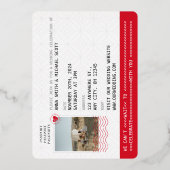 Invitation En Aluminium Photo Mariage unique Gold & Red Passport (Verso)