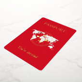 Invitation En Aluminium Photo Mariage unique Gold & Red Passport (Rotation)