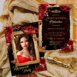Invitation En Aluminium Photo Masquerade Sweet sixteen de la fête Rouge Ro<br><div class="desc">Plus Joli Sweet sixteen rouge 16e anniversaire Invitations dans le Little Bayleigh Store!</div>