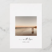 Invitation En Aluminium Photo Mauve Moderne Enregistrer La Date Real Gold (Verso)