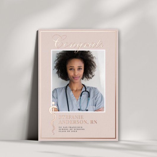 Invitation En Aluminium Photo Médicale classique de soins infirmiers Foil