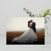 Invitation En Aluminium Photo Merci Argent de jour de mariage (Debout devant)