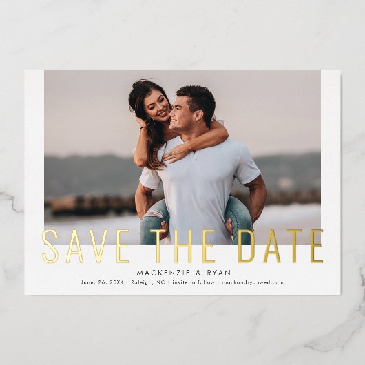 Invitation En Aluminium Photo minimale pour save the date (Recto)
