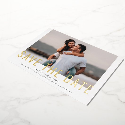 Invitation En Aluminium Photo minimale pour save the date (Rotation)
