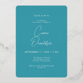 Invitation En Aluminium Photo minimaliste moderne Turquoise Soixantième an (Verso)