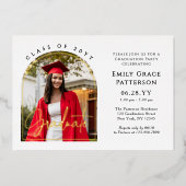 Invitation En Aluminium Photo Modern Arch Graduate Script Graduate Party (Recto)