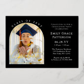 Invitation En Aluminium Photo Modern Arch Graduate Script Graduate Party (Recto)