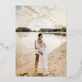 Invitation En Aluminium Photo Modern Boho Arch Enregistrer La Date Or (Recto)