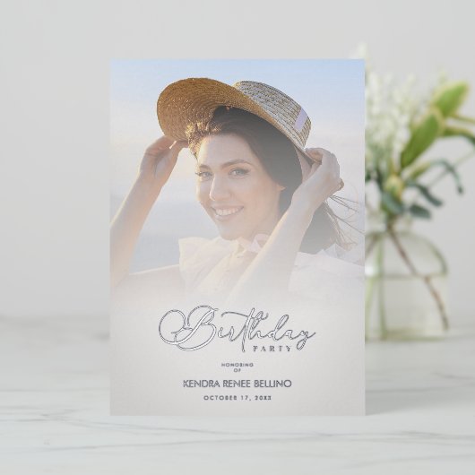 Invitation En Aluminium Photo Modern Transparency Overlay Vellum Effect (Debout devant)