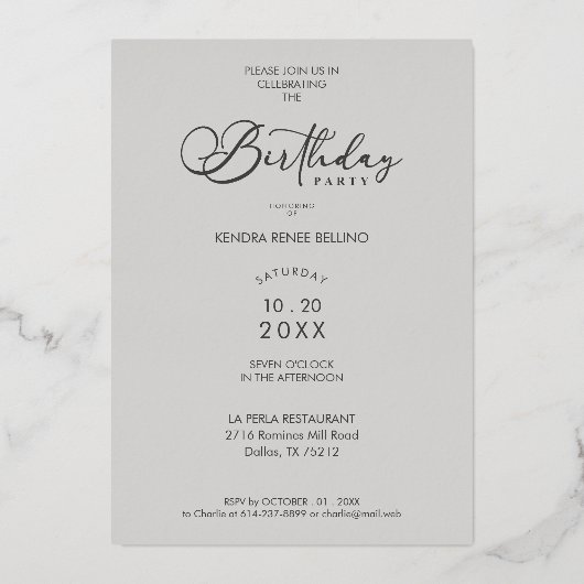 Invitation En Aluminium Photo Modern Transparency Overlay Vellum Effect (Verso)