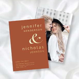 Invitation En Aluminium Photo Moderne Ampersand Enregistrer La Date Terrac