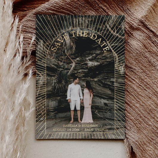 Invitation En Aluminium Photo Moderne Bohème Arche Save The Date Or