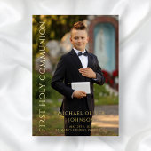 Invitation En Aluminium Photo moderne Boy First Holy Communion Gold