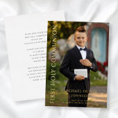 Invitation En Aluminium Photo moderne Boy First Holy Communion Gold