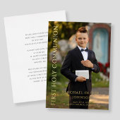 Invitation En Aluminium Photo moderne Boy First Holy Communion Gold
