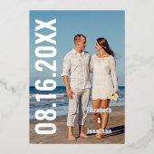 Invitation En Aluminium Photo Moderne Enregistrer La Date (Recto)