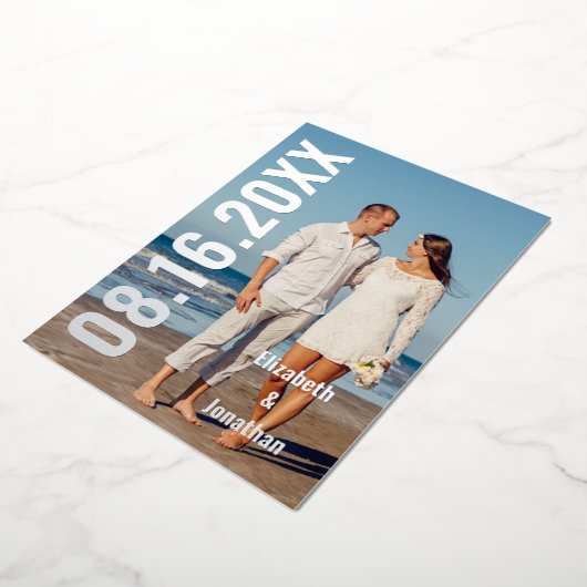 Invitation En Aluminium Photo Moderne Enregistrer La Date (Rotation)