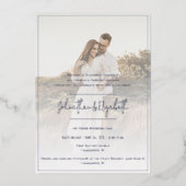 Invitation En Aluminium Photo moderne et superposition Mariage Foil Invita (Recto)