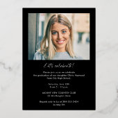 Invitation En Aluminium Photo moderne Gold Graduation Party (Verso)