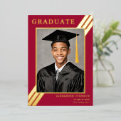Invitation En Aluminium Photo Moderne Graduate Burgundy Gold Graduation (Debout devant)