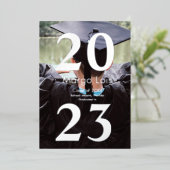 Invitation En Aluminium Photo Moderne Graduation Silver Bold Pressé (Debout devant)