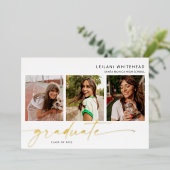 Invitation En Aluminium Photo moderne Lettré main blanc (Debout devant)