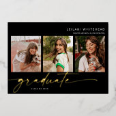 Invitation En Aluminium Photo moderne Lettré main noir (Recto)