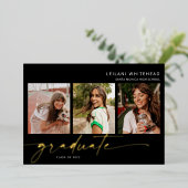 Invitation En Aluminium Photo moderne Lettré main noir (Debout devant)