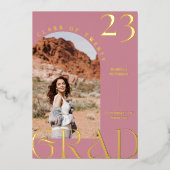 Invitation En Aluminium Photo Moderne Mauve Boho Chic Graduation (Recto)