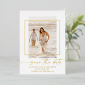 Invitation En Aluminium Photo Moderne Sauvegarder La Date Real Gold Foil I (Debout devant)