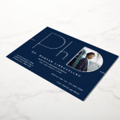 Invitation En Aluminium Photo moderne Silver Diplôme de doctorat (Rotation)