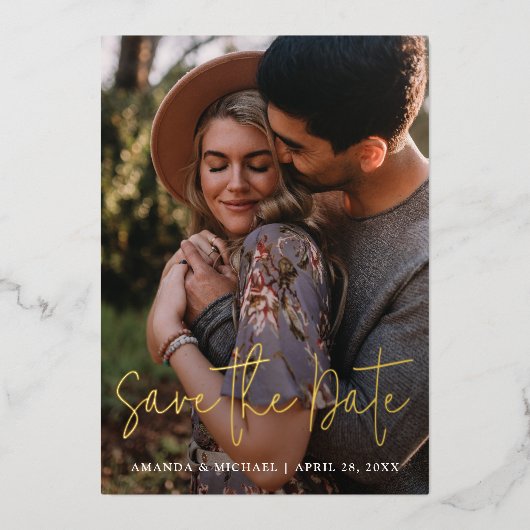 Invitation En Aluminium Photo moderne simple Enregistrer la date Mariage G (Recto)