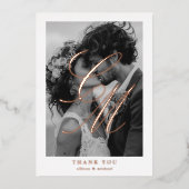 Invitation En Aluminium Photo-Monogramme, Rose-Gold-Foil, MERCI ! (Recto)