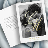 Invitation En Aluminium Photo-Monogramme, Rose-Gold-Foil, MERCI !