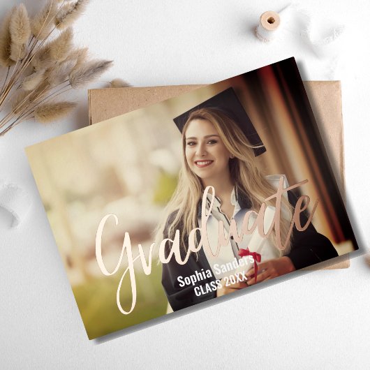 Invitation En Aluminium Photo of Graduation with Metallic relief